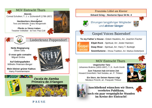 Programm Lieder- und Ehrungsabend 10.10.2026